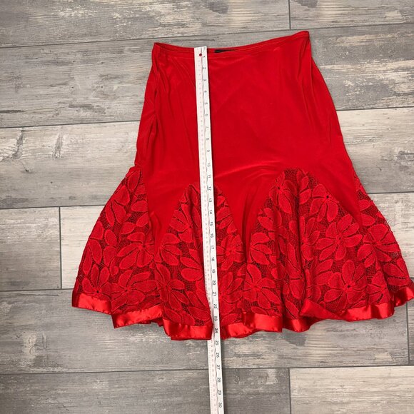 Dance America  Sz M Red Latin/Swing Skirt & Top Lace Insets - Picture 7 of 10